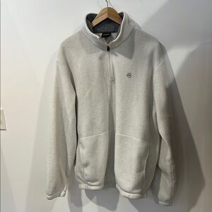 NAUTICA Mens Zip Neck Fleece Jumper XL White Polyester